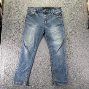 Indigo Wisdom Jeans Mens 38x32 Blue Cotton Denim Straight Workwear Faded Stretch